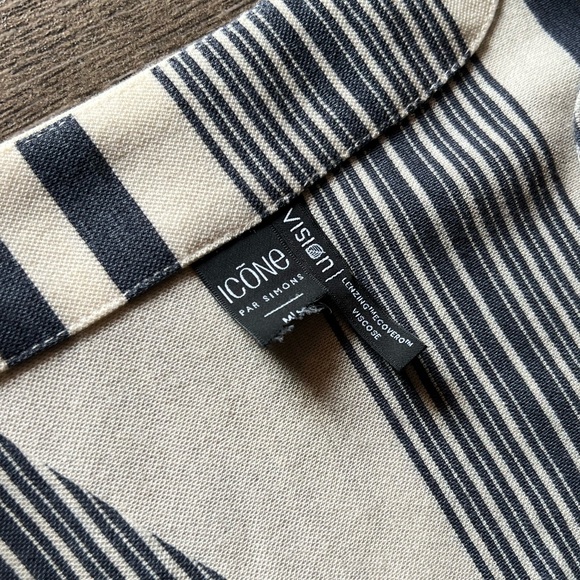 ICÔNE 2-Piece Striped Set Medium Cream & Navy Top + Wide Leg Pants - Picture 7 of 7